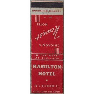 Vintage Matchbook Cover Hamilton Hotel Chicago IL Illinois